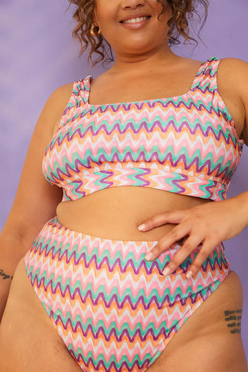 Multi Zig Zag High Waisted Bikini Bottoms